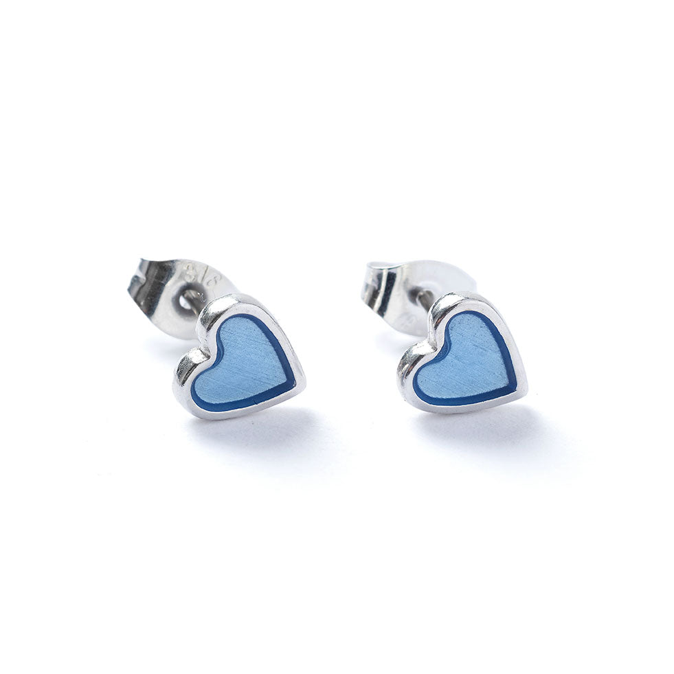 Stud Earrings - Translucent Silver Heart