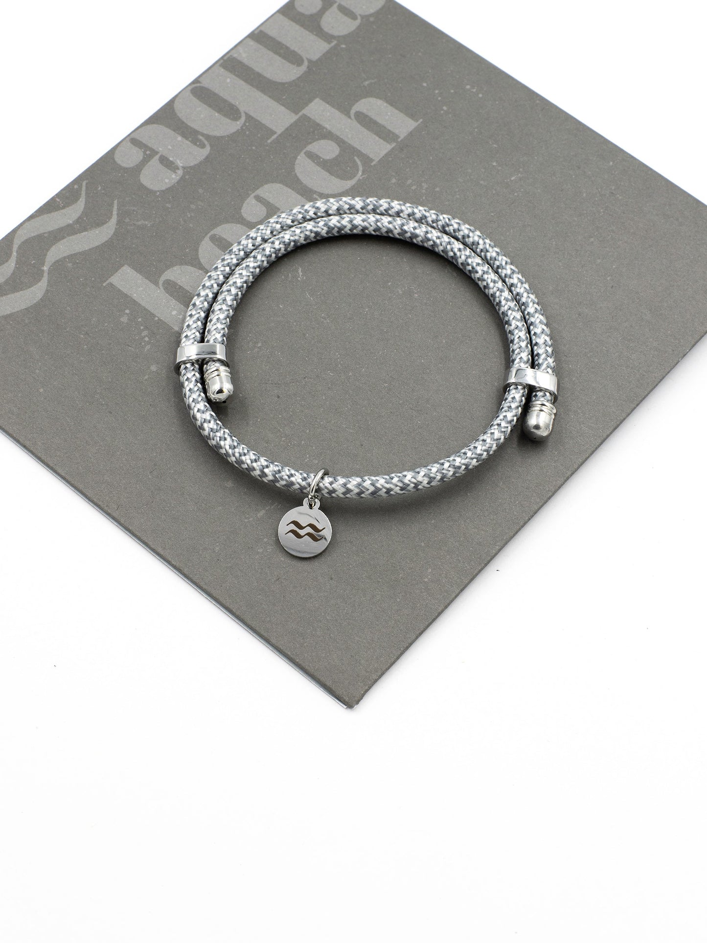 Aqua Beach Cork Bracelet - Adjustable - Grey