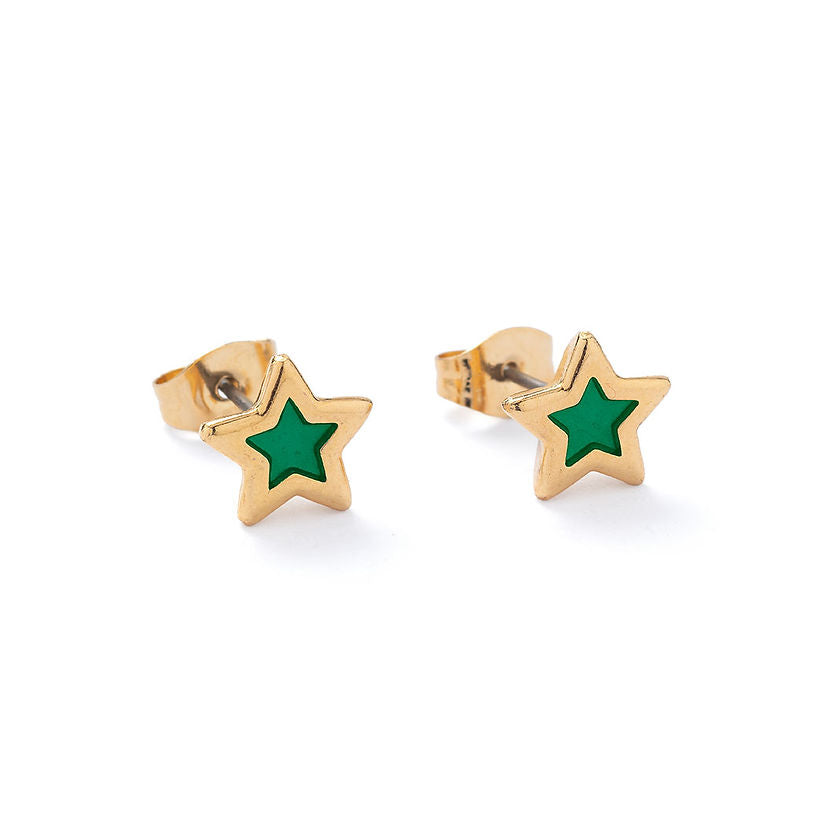 Stud Earrings - Translucent Gold Star