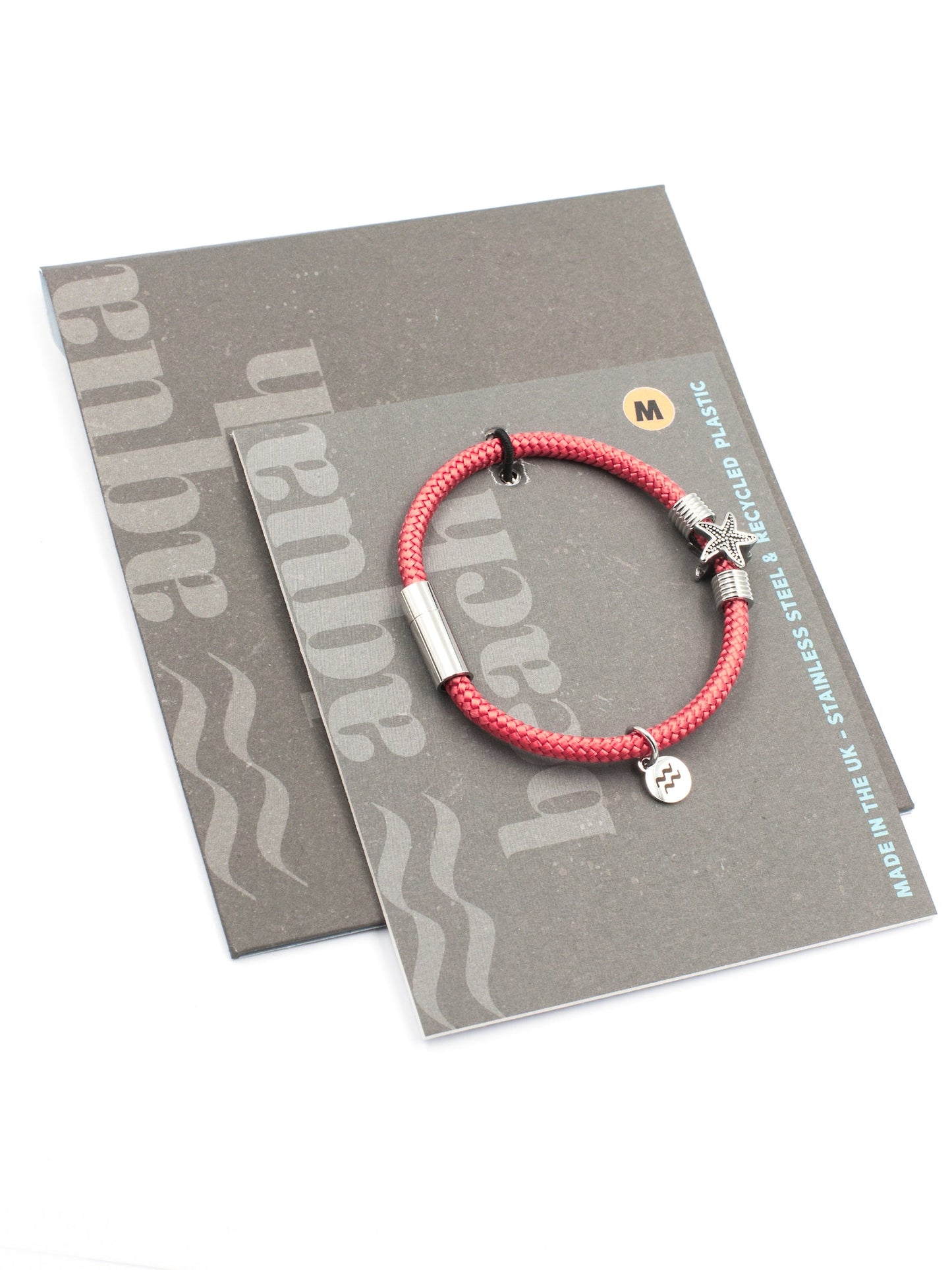 Recycled-Plastic Rope Starfish Magnetic Bracelet - Red