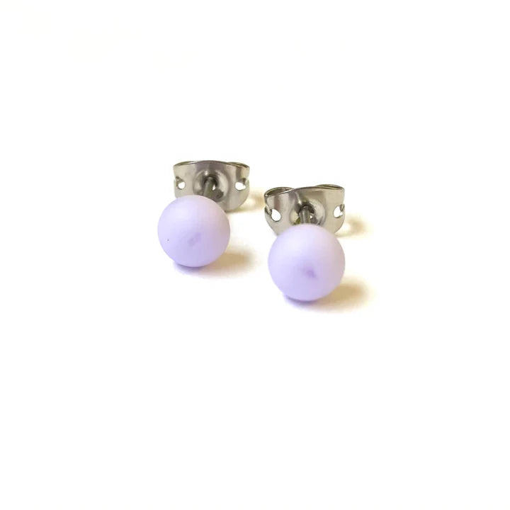 Frosted - Lilac Glass Stud Earrings