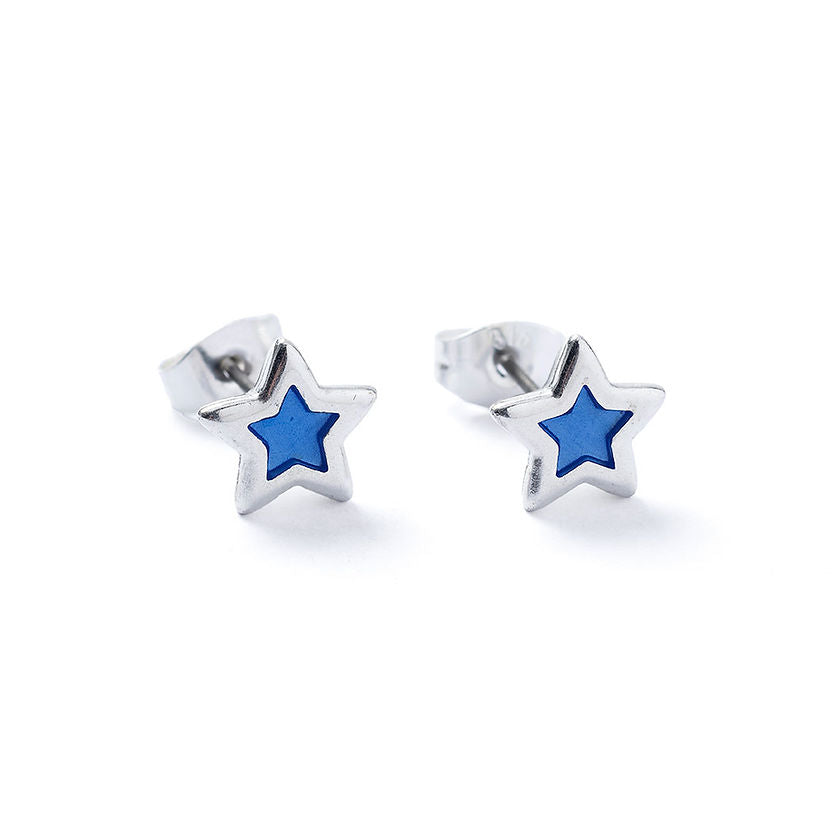 Stud Earrings - Translucent Silver Star
