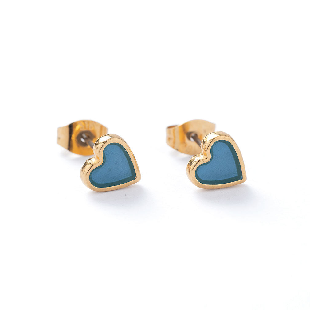 Stud Earrings - Translucent Heart Gold