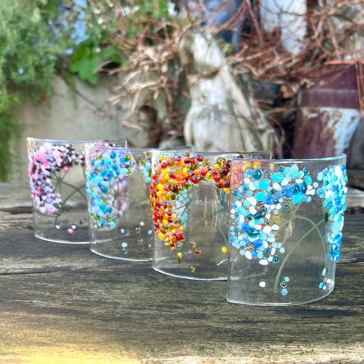 Agapanthus Style Flower Curve - Purple, Green & Turquoise