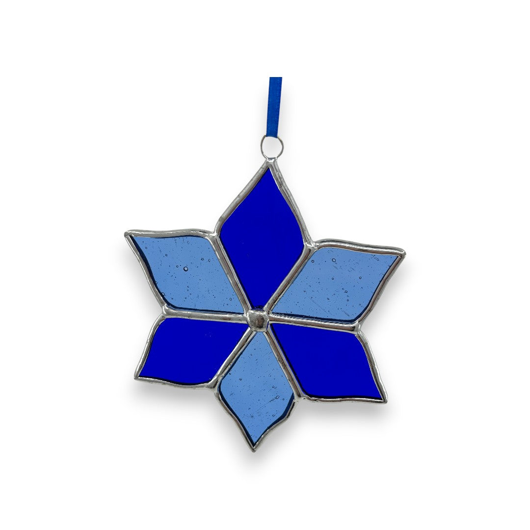 Flower - Dark Blues Hanger/Suncatcher - Stained Glass