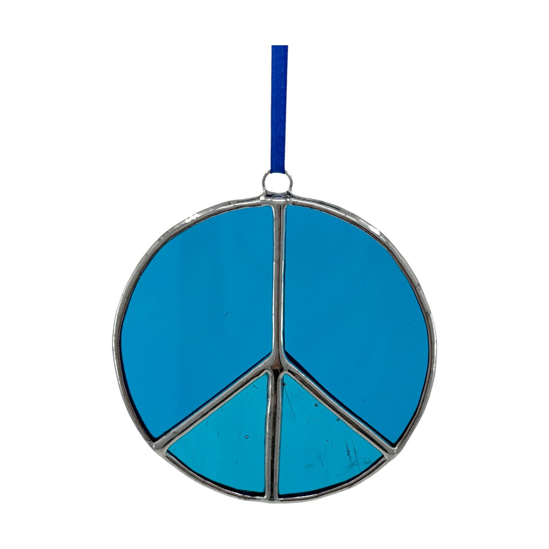 Peace Symbol - Light Blues - Hanger/Suncatcher - Stained Glass