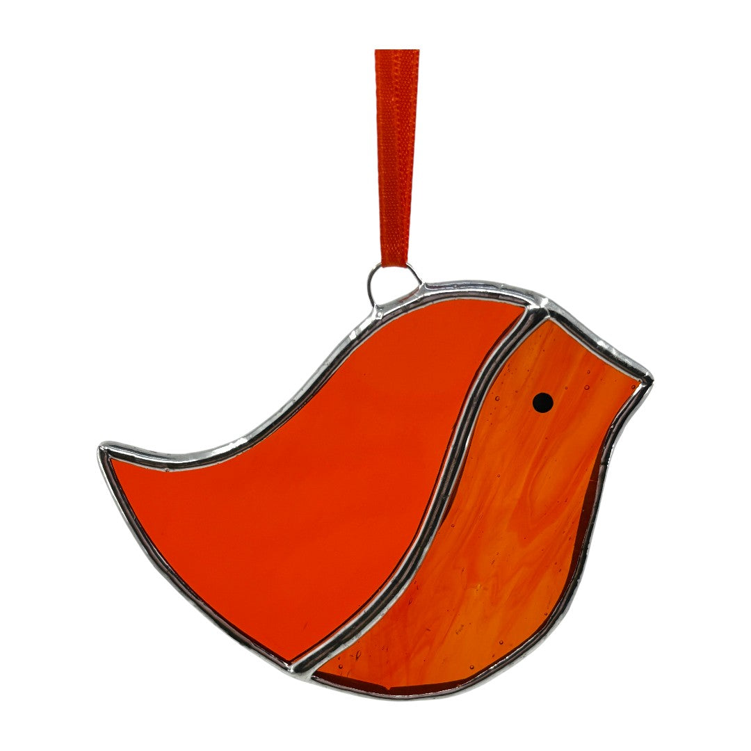 Bird - Orange Hanger/Suncatcher - Stained Glass