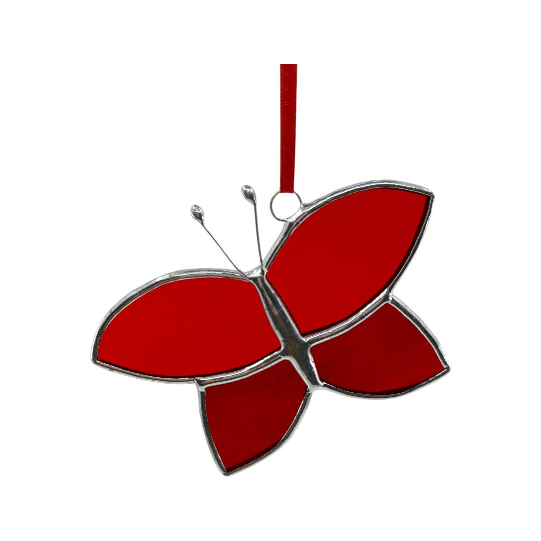 Butterfly - Red Hanger/Suncatcher - Stained Glass