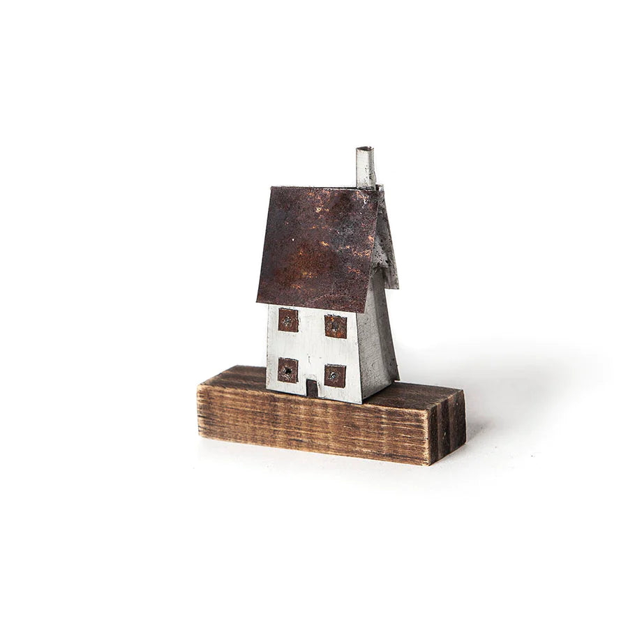 Double Fronted Mini House - Wood/Metal Sculpture