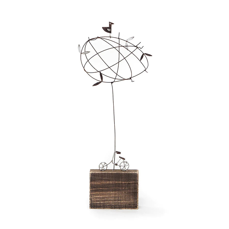 Bicycle with Wire Tree - Wood/metal sculpture