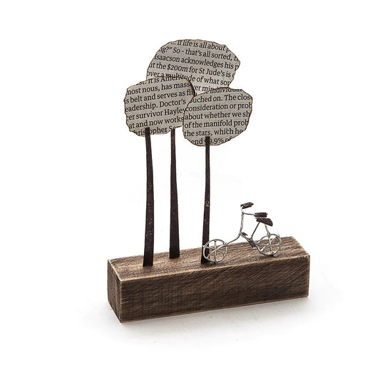 Bicycle with Paper Trees - Wood/metal sculpture