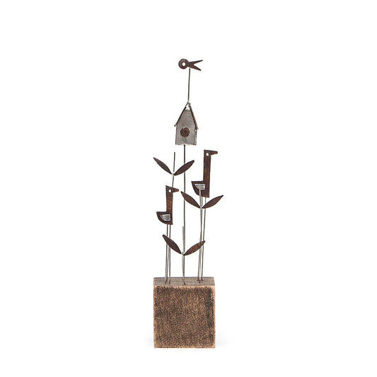 Undergrowth and Bird House - Wood/metal sculpture