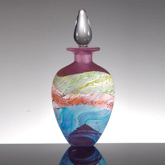Seashore, Amethyst Round Stoppered Bottle - Blown, Fused Glass