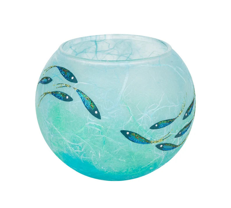 Blue Fish - Strawsilk Glass