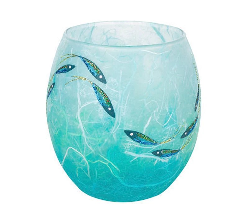 Blue Fish - Strawsilk Glass