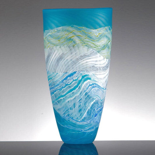 Seashore, Spring Tides Tall Vase - Blown, Fused Glass