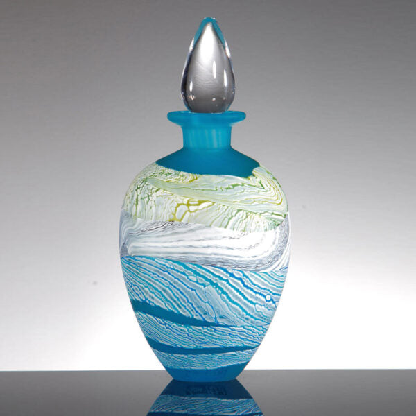 Seashore, Spring Tides Stoppered Bottle - Blown, Fused Glass