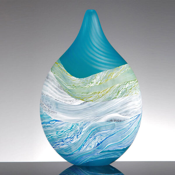 Seashore, Spring Tides Teardrop Vase - Blown, Fused Glass