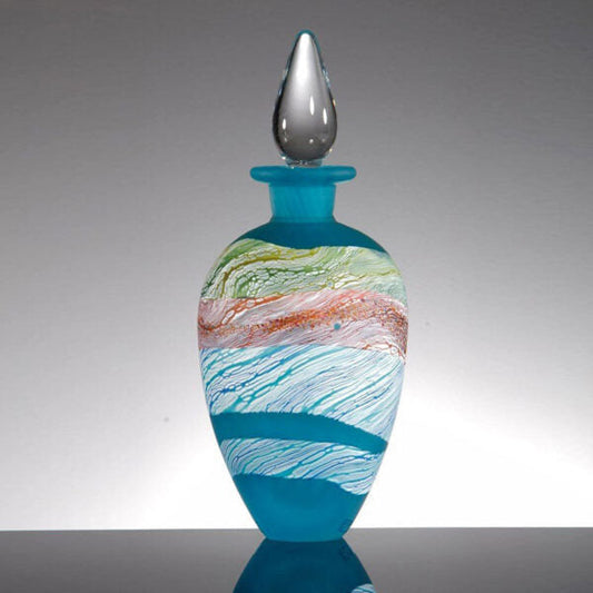 Seashore, Waves Stoppered Bottle - Blown, Fused Glass