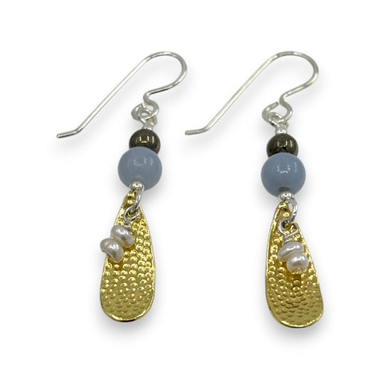 Brass Drop with Stones - Drop Earrings
