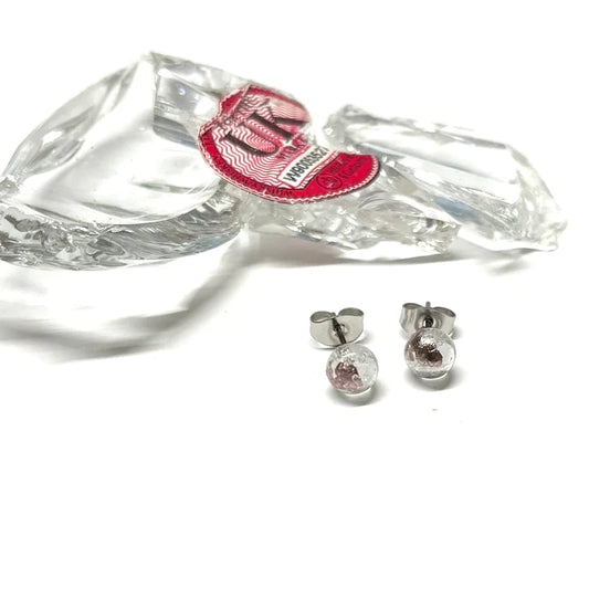 Recycled Whiskey Bottle - Clear & Palladium Stud Earrings