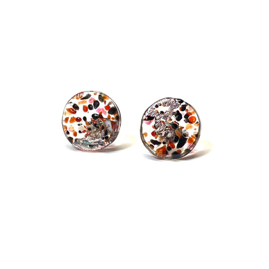 Midi Glass and Palladium Mottled Stud Earrings - Bramble
