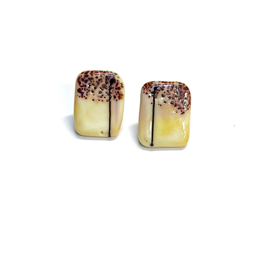 Glass Panel Stud Earrings - Yoyogi