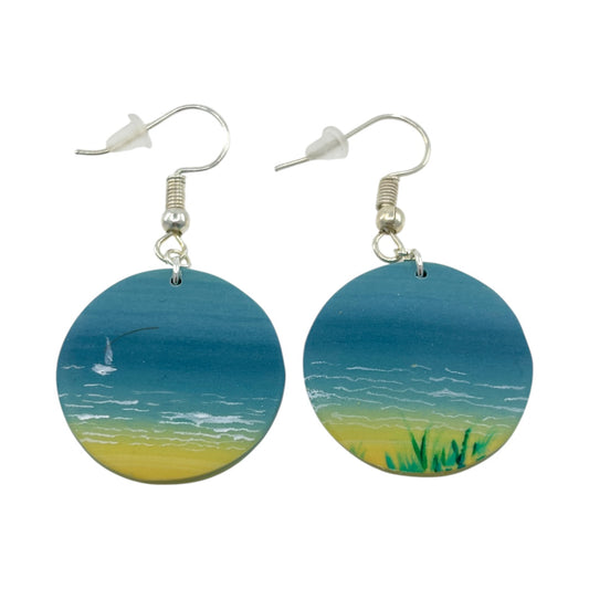 Earrings - Hazy Sea - Polymer Clay