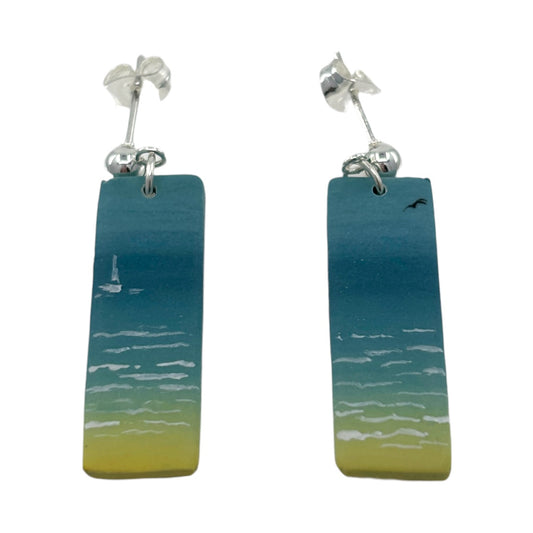 Earrings - Hazy Sea - Polymer Clay