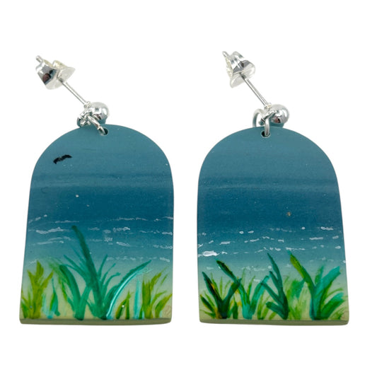 Earrings - Hazy Sea - Polymer Clay
