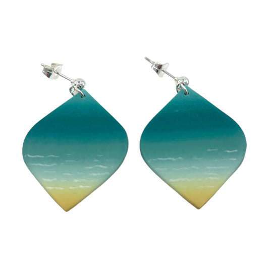 Earrings - Turquoise Seas - Polymer Clay