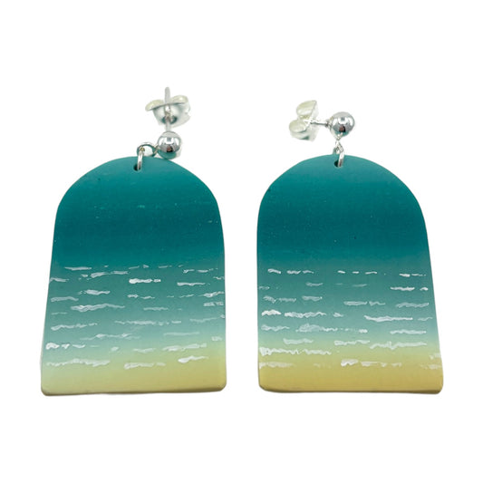 Earrings - Turquoise Seas - Polymer Clay