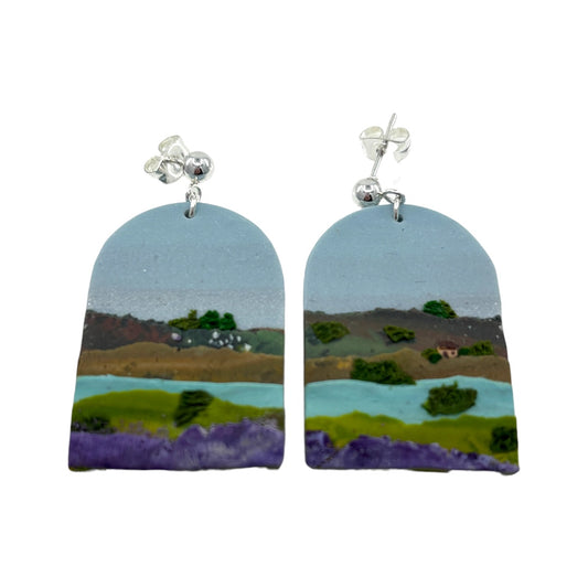 Earrings - Lakes & Peaks - Polymer Clay