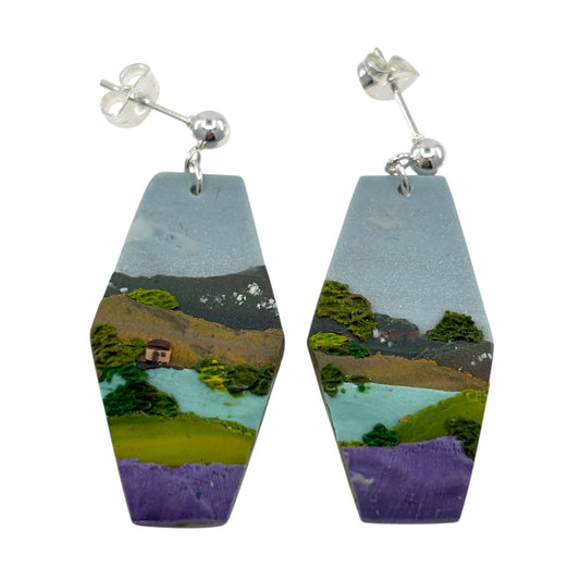 Earrings - Lakes & Peaks - Polymer Clay