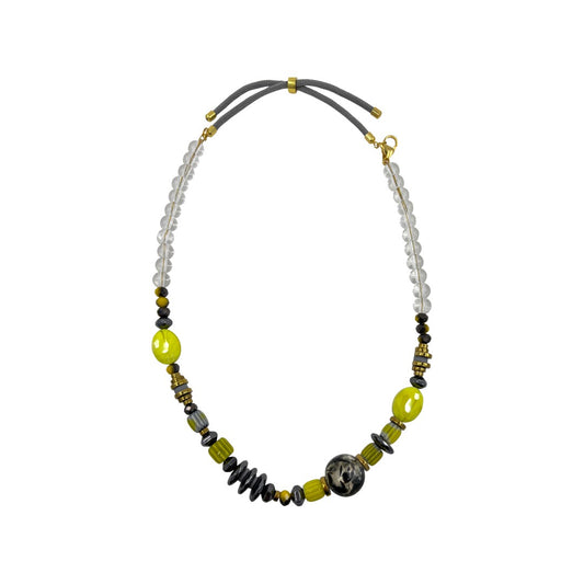 Necklace - Glass & Metal Beads on an Adjustable Cord