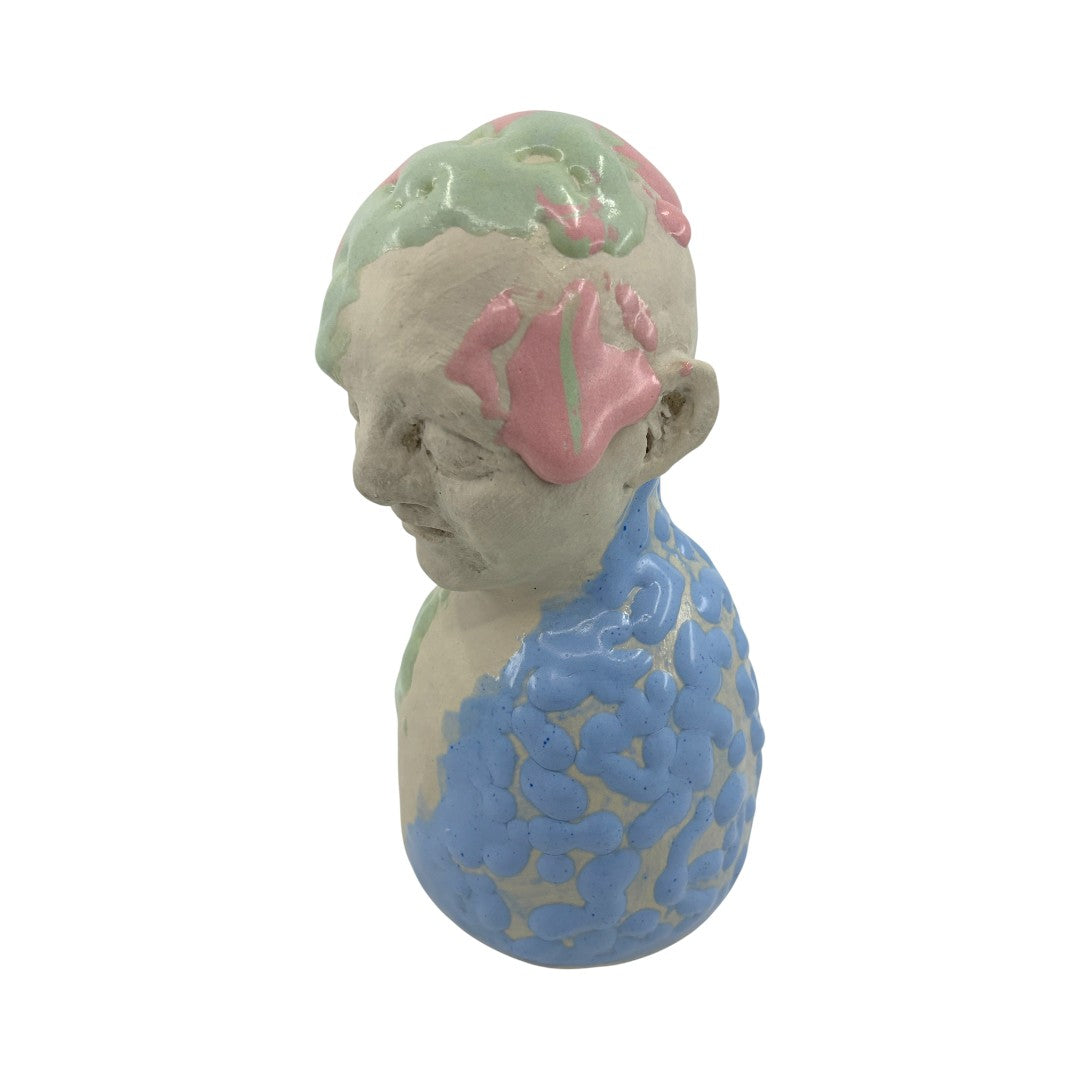Bust With Blue, Green & Pink - Ceramics