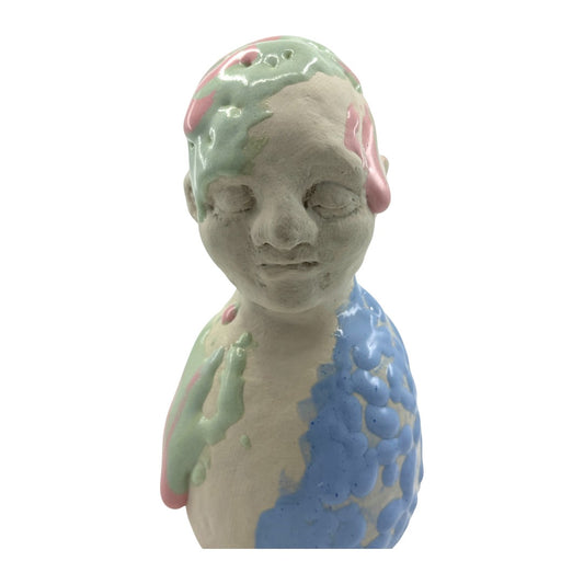 Bust With Blue, Green & Pink - Ceramics
