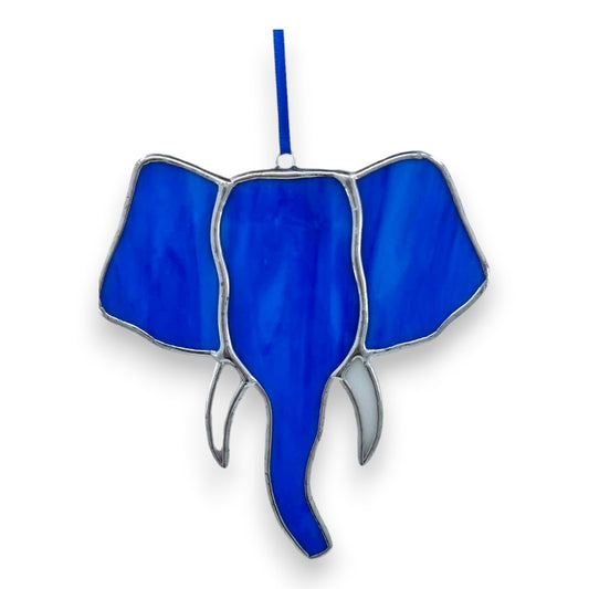 Elephant Head Hanger - Blue Stained Glass