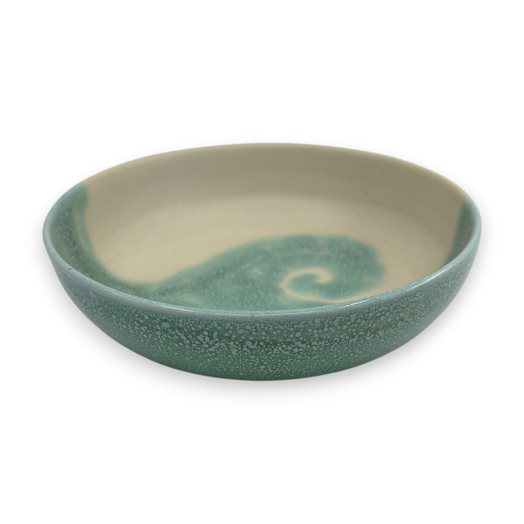 Shallow Bowl - Turquoise & Cream Wave