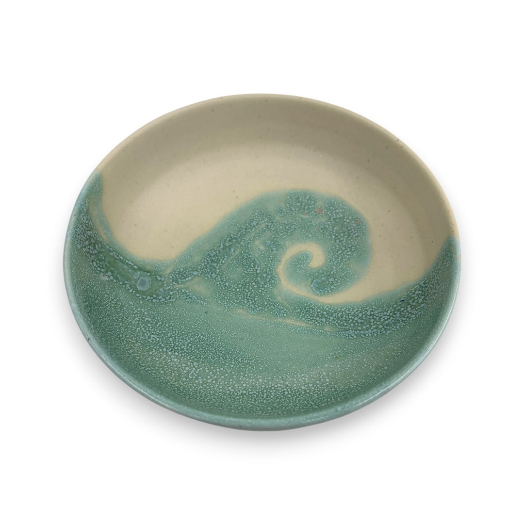 Shallow Bowl - Turquoise & Cream Wave