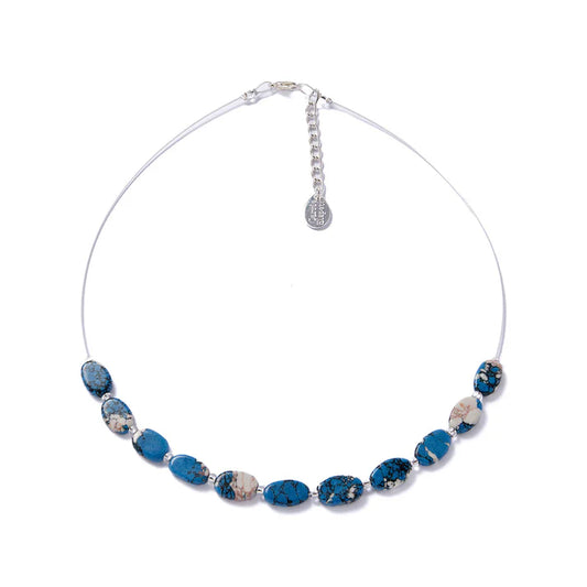 Marbled Ceramic Ovals - Cobalt