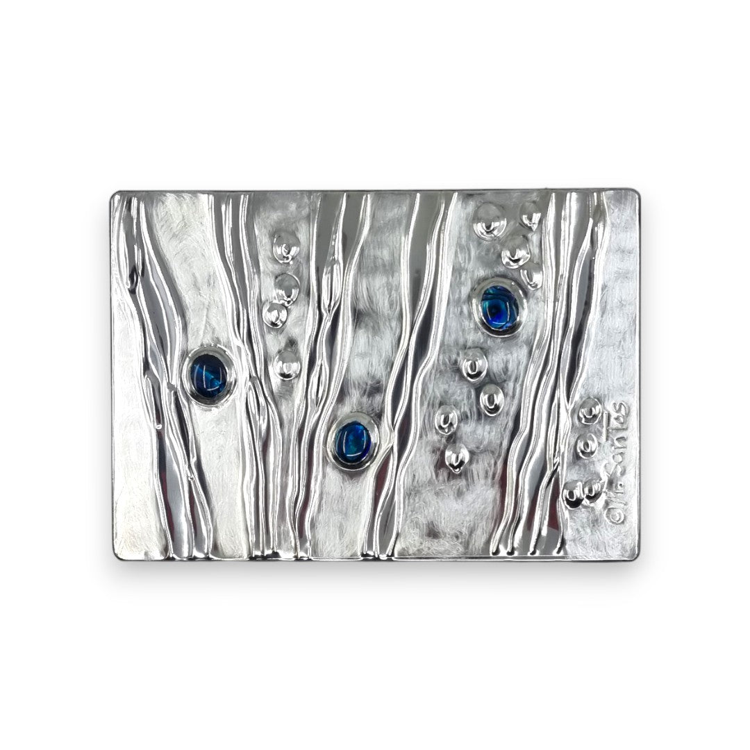 Water Pebbles (2 section Large) - Wood and Pewter Box