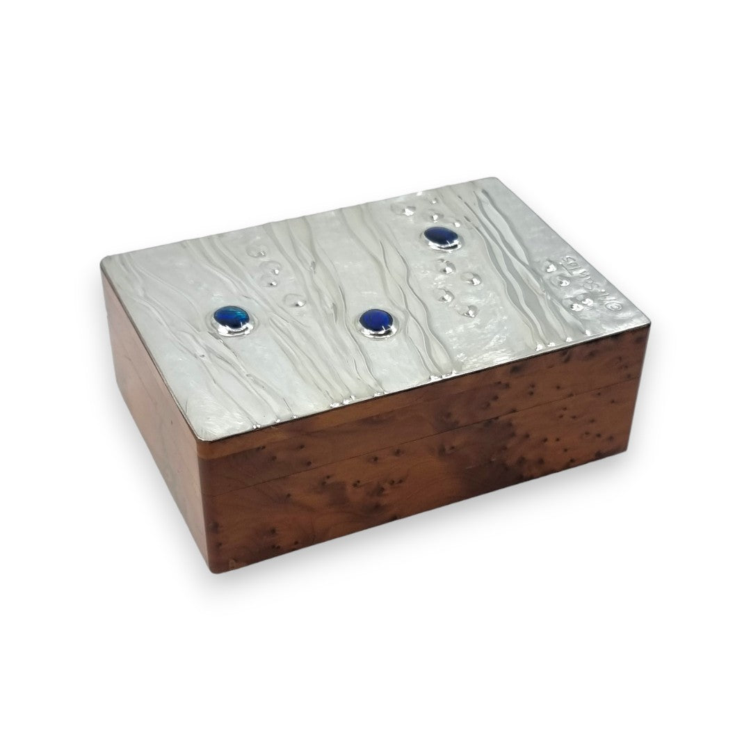 Water Pebbles (2 section Large) - Wood and Pewter Box