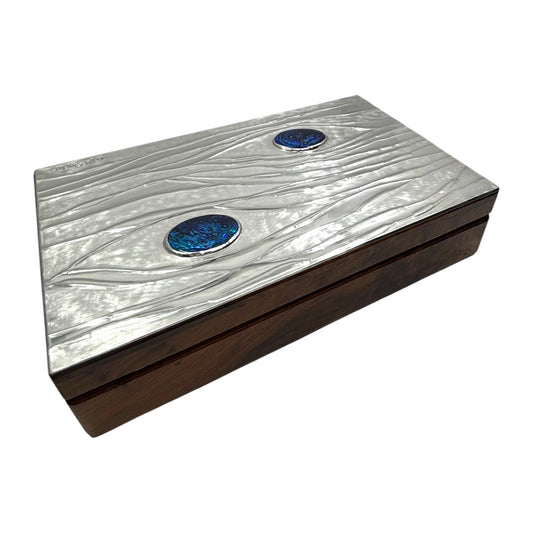 Water Pebbles & Abalone Shell (20 + 2) - Wood and Pewter Box