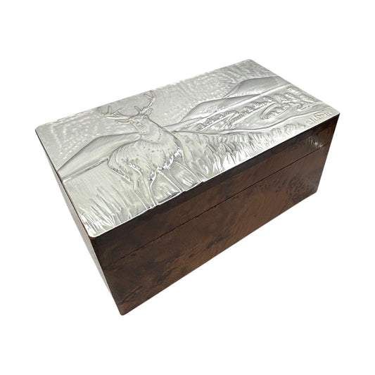 Red Stag (Large) - Wood and Pewter Box