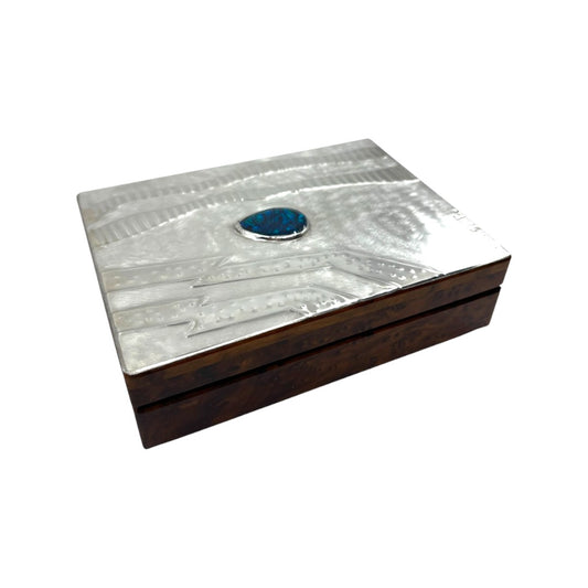 Beach and Abalone Shell (2 section - Large) - Wood and Pewter Box