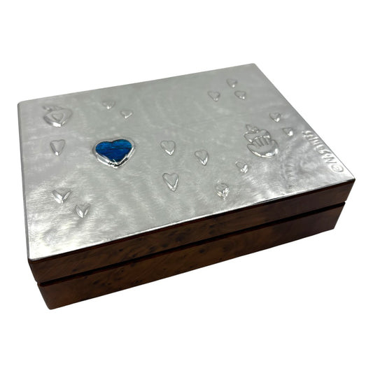 Hearts (2 section - Large) - Wood and Pewter Box