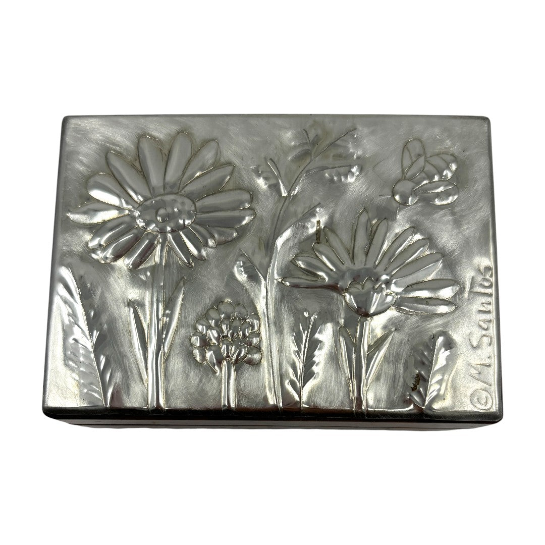 Daisies & Bee (2 Section - Small) - Wood and Pewter Box