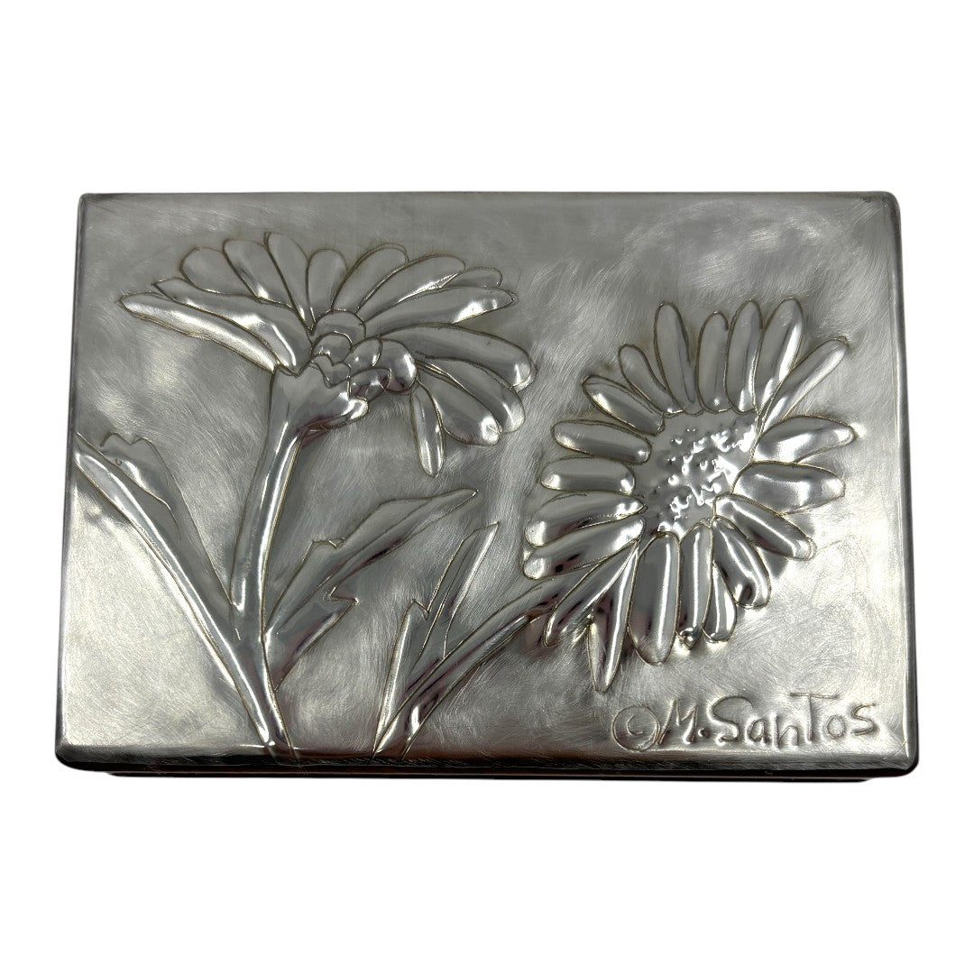 Marguerite Daisy (2 Sections - Small) - Wood and Pewter Box