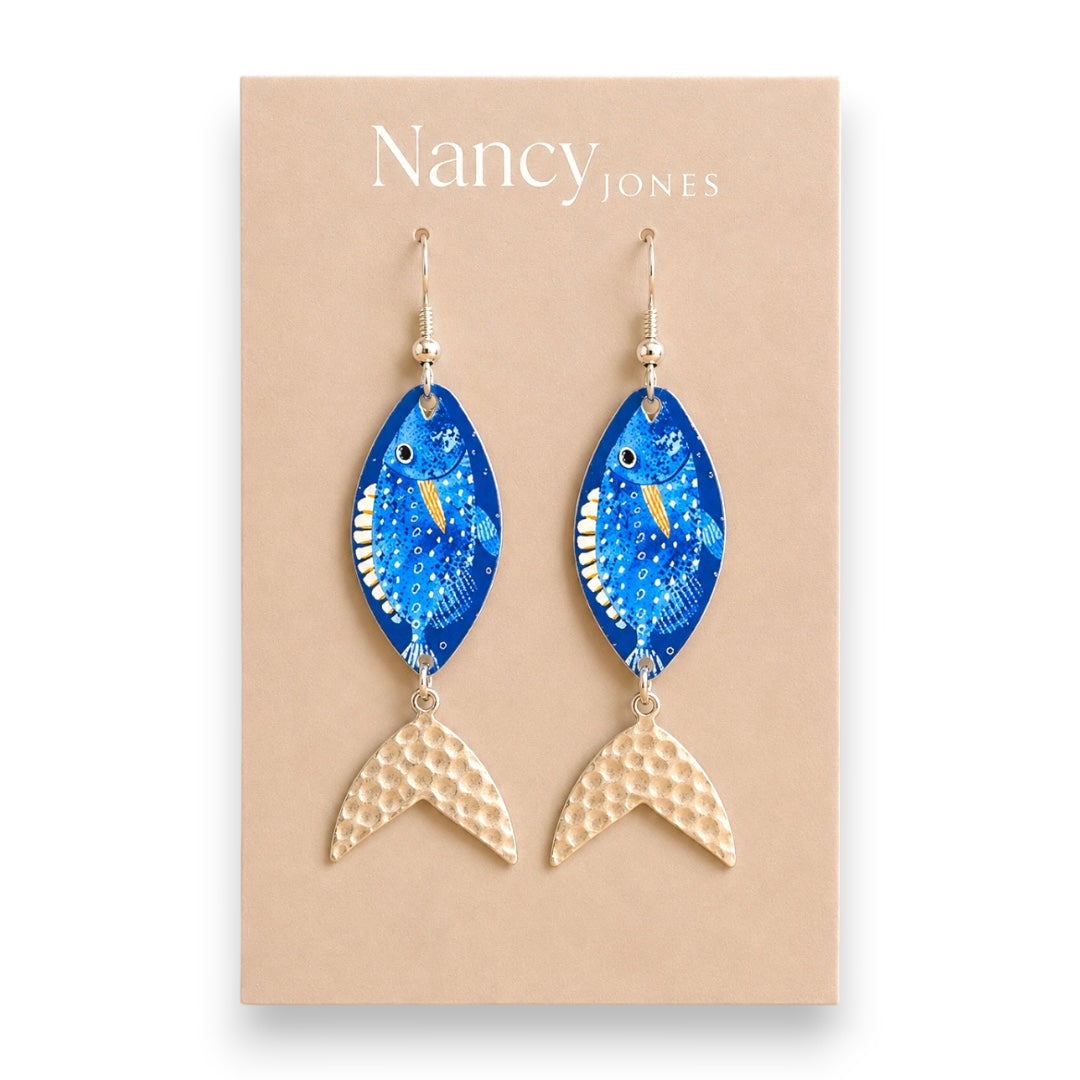 Silver Fish Tails -  Drop Earrings
